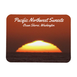 "Green Flash" at sunset in Ocean Shores, WA, photo Magnet