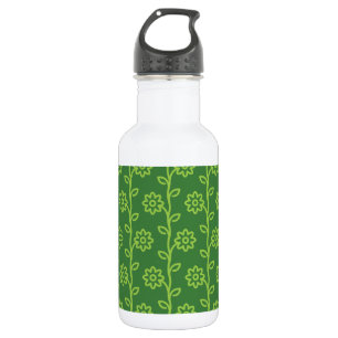 Green Flat Flower Garden Pattern 532 Ml Water Bottle
