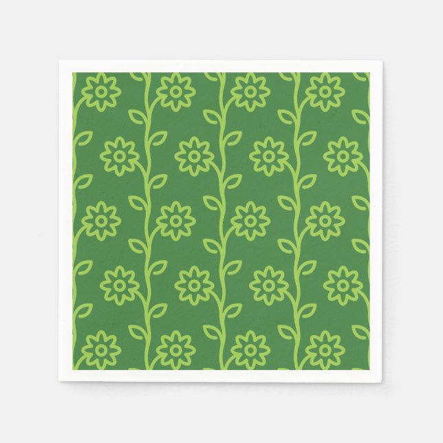 Green Flat Flower Garden Pattern Napkin (Front)