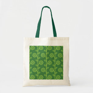 Green Flat Flower Garden Pattern Tote Bag