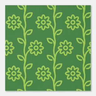 Green Flat Flower Garden Pattern Wallpaper