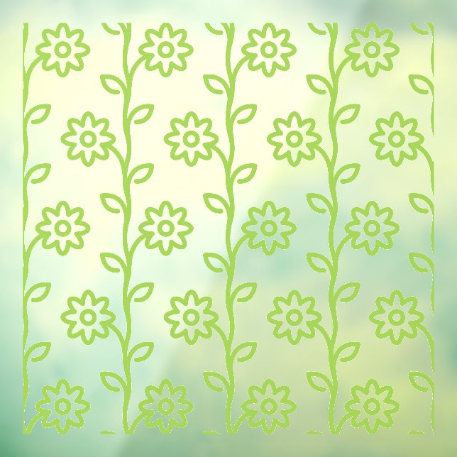 Green Flat Flower Garden Pattern Window Cling (Sheet 3)