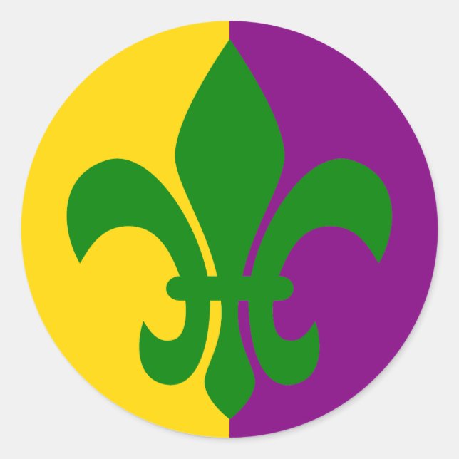 Green Fleur de Lis Classic Round Sticker (Front)