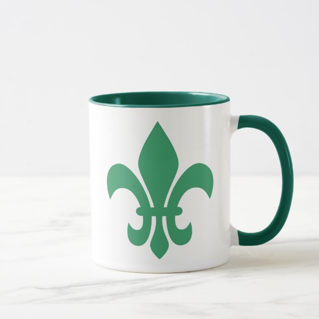 Green Fleur de Lis Mug (Right)