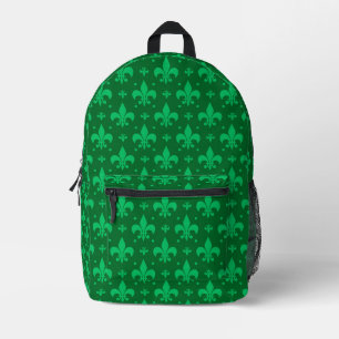 Green Fleur-de-lis Pattern Design Printed Backpack