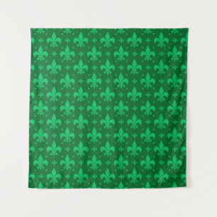 Green Fleur-de-lis Pattern Design Tapestry
