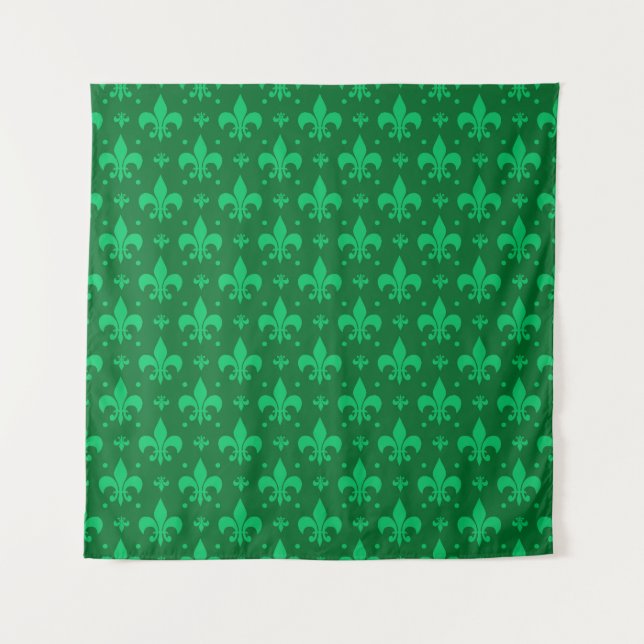 Green Fleur-de-lis Pattern Design  Tapestry (Front)