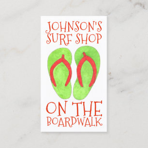 Green Flip Flop Sandals Beach Surf Shop Boardwalk Business Card