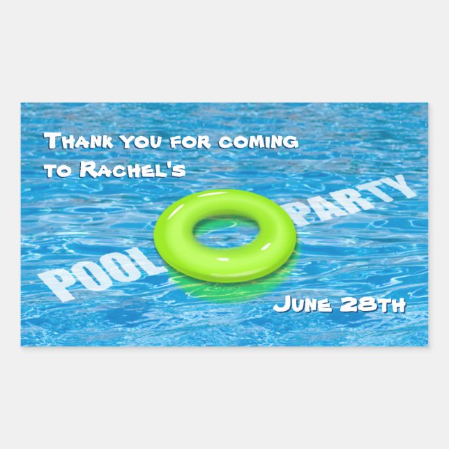 Green Floatie Pool Party Sticker (Front)