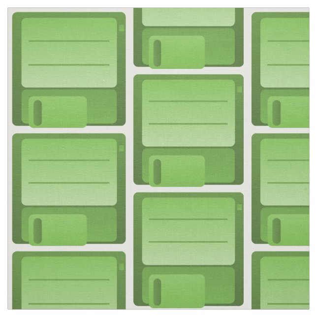 Green Floppy Disc Pattern Fabric (Swatch)