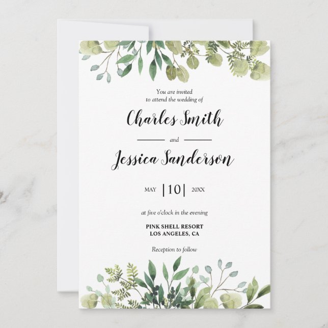 Green Flora Invitation (Front)