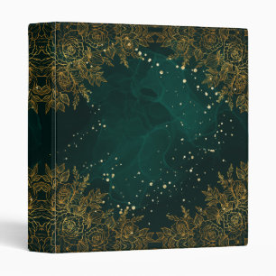 Green Floral and Gold Spiral Notebook Binder