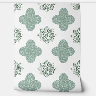 Green Floral Arabesque Wallpaper