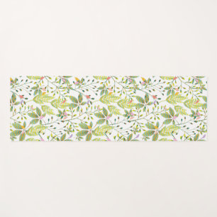 Green Floral bird garden yoga mat