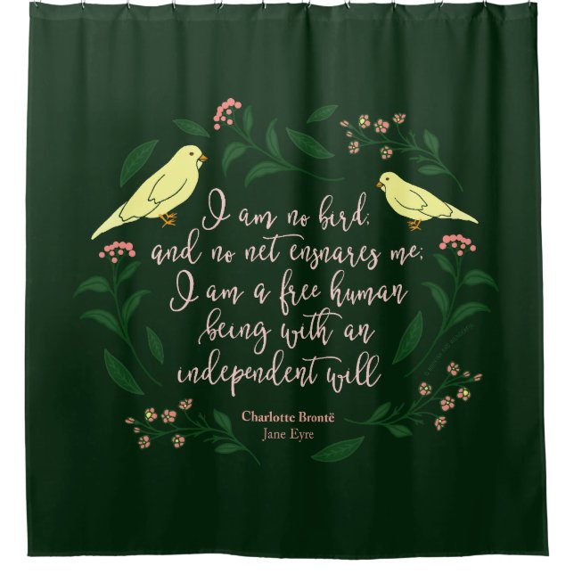 Green Floral Bird Quote Jane Eyre Charlotte Bronte (Front)