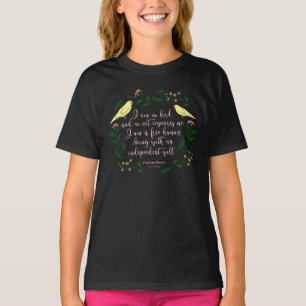 Green Floral Bird Quote Jane Eyre Charlotte Bronte T-Shirt