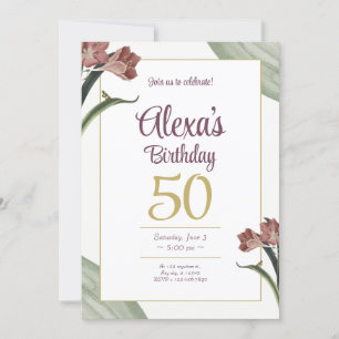 Green Floral Birthday Invitation