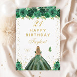 Green Floral Blonde Hair Girl Happy Birthday Card<br><div class="desc">This elegant and glamourous birthday card can be personalized with a name or title such as daughter, granddaughter, niece, friend etc. The design features a beautiful princess with blonde hair and fair skin in a green ball gown. The text combines handwritten script and modern sans serif fonts for a classy...</div>