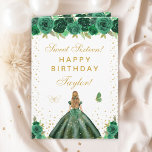 Green Floral Blonde Hair Girl Sweet Sixteen Card<br><div class="desc">This elegant and glamourous sweet sixteen birthday card can be personalized with a name or title such as daughter, granddaughter, niece, friend etc. The design features a beautiful princess with blonde hair and fair skin in a green ball gown. The text combines handwritten script and modern sans serif fonts for...</div>