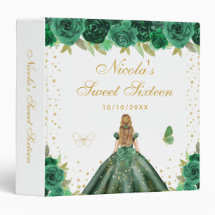 Green Floral Blonde Hair Princess Sweet Sixteen Binder