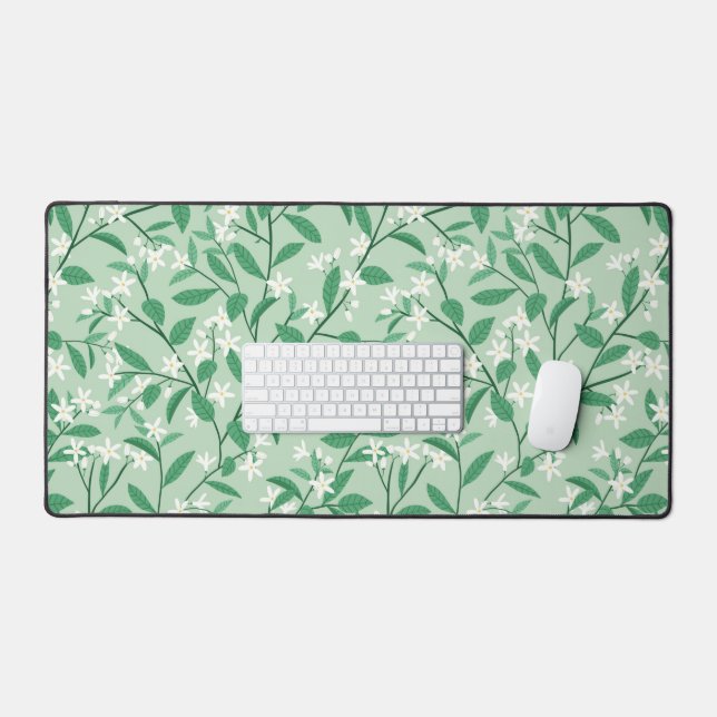 Green floral botanical aesthetic desk mat (Keyboard & Mouse)