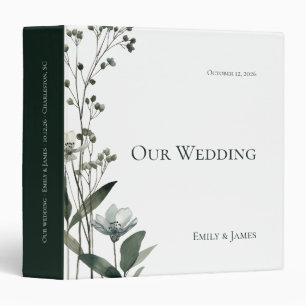 Green Floral Botanical Wedding Binder