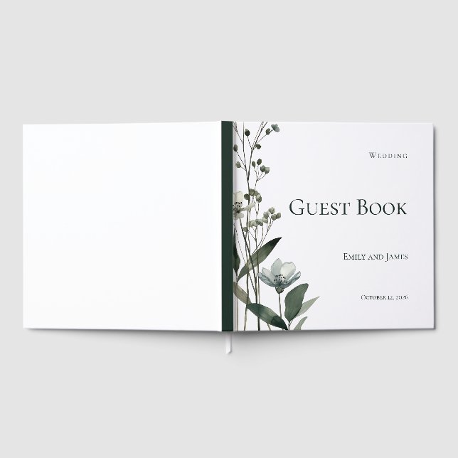 Green Floral Botanical Wedding Guest Book (Full)