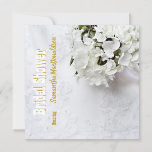 Green floral bouquet damask bridal shower invitation