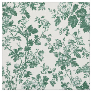 Green Floral Branch Toile Pattern Fabric
