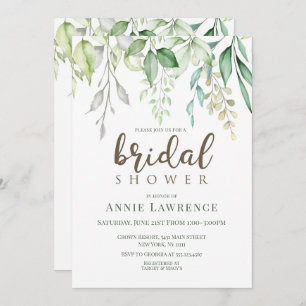 Green Floral Bridal Shower Invitations