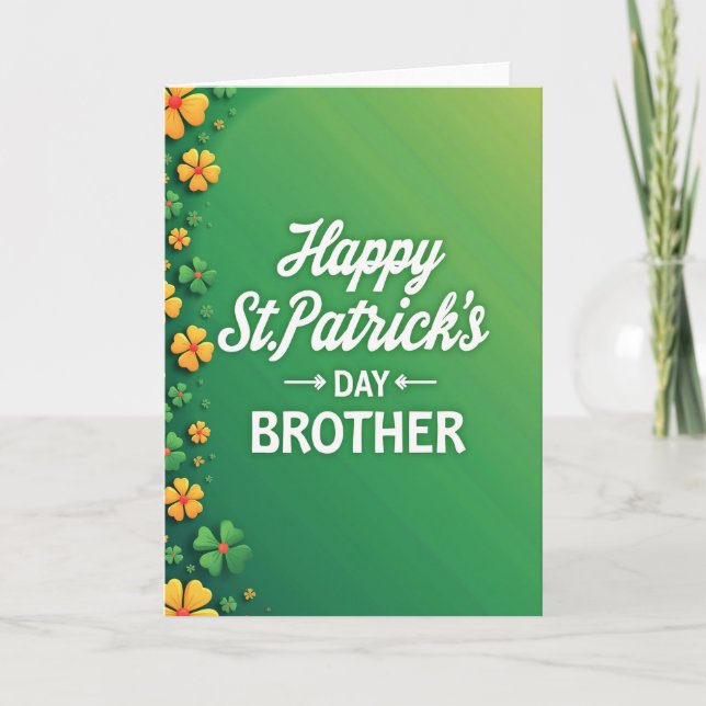 Green Floral Brother Card (Front)