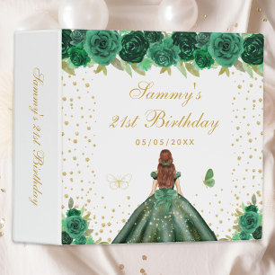 Green Floral Brown Hair Princess Photo Album Binder