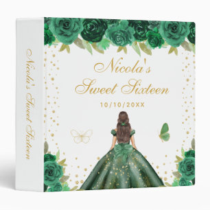Green Floral Brunette Hair Princess Sweet Sixteen Binder