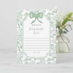 Green Floral Chinoiserie Baby Shower Advice Card