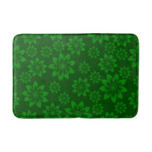 Green Floral Christmas Bath Mat