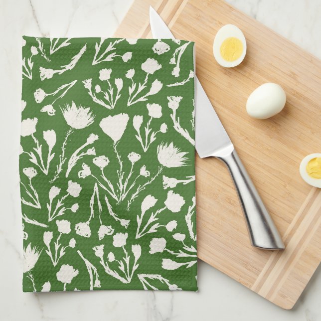 Green Floral Christmas Decor Kitchen Towel (Quarter Fold)