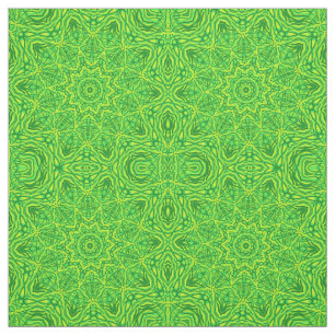 Green Floral Circle Star Pattern Cotton Linen Fabric