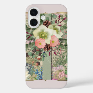Green Floral Cross iPhone 16 Case