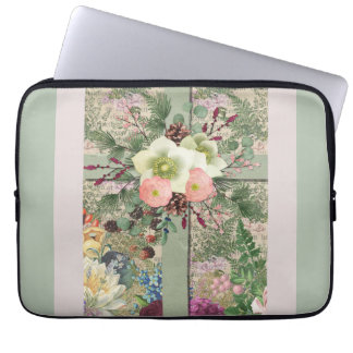 Green Floral Cross Laptop Sleeve