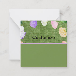 Green Floral Customizable Flat Note Card