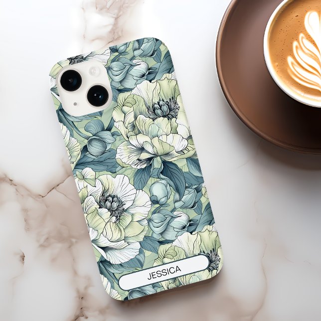 Green Floral Cute Flowers Pattern Custom Modern Case-Mate iPhone Case (Green Floral Cute Flowers Pattern Custom Modern Case-Mate iPhone Case)