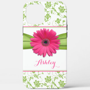 Green Floral Damask Pink Gerber Daisy iPhone 5 iPhone 12 Pro Max Case