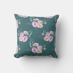 Green Floral Decorative Pillow