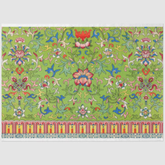 Green floral decoupage tissue paper