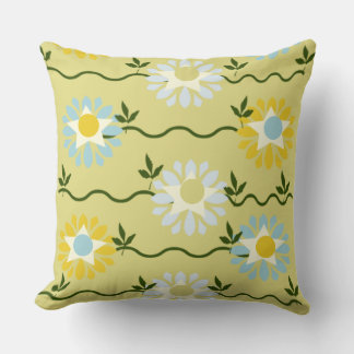 Green Floral Design  Throw Pillow