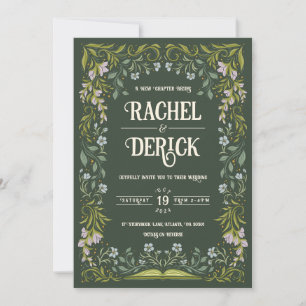 Green Floral Fairytale Faire-part de mariage