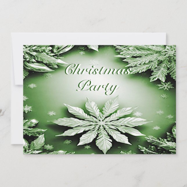 Green Floral Fête de Noël Invitation (Devant)