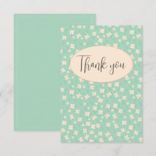 Green Floral Flat Thank You Card