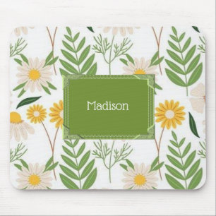 Green Floral Flowers Mouse Pad! Mouse Pad