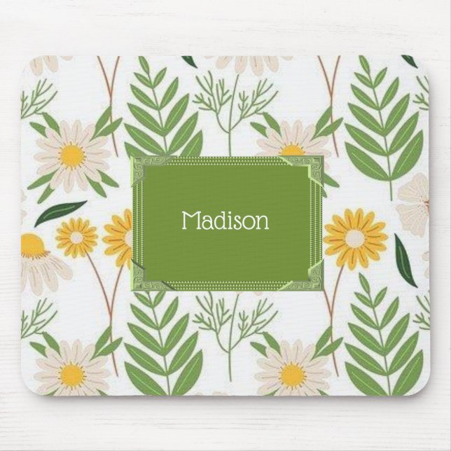 Green Floral Flowers Mouse Pad! Mouse Pad (Front)